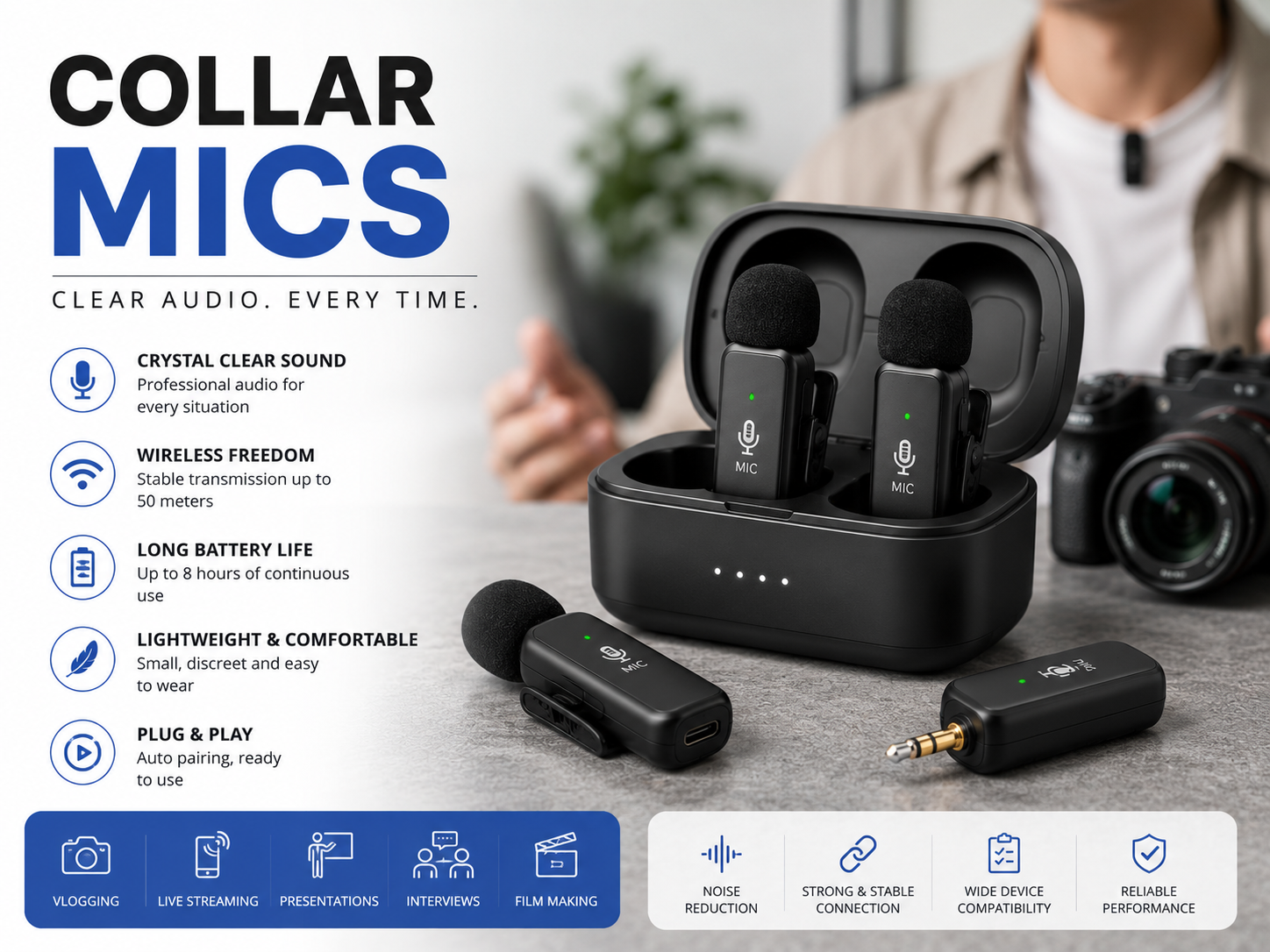 Wireless Collar Microphones for Vlogging & Reels | Best Price