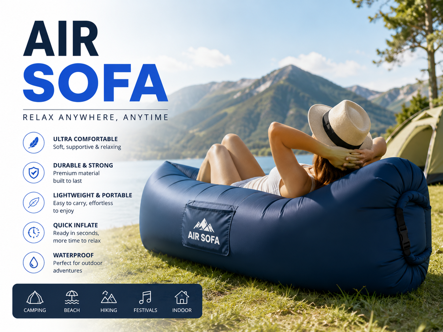 Inflatable Air Sofa & Lounge Couches | Waterproof & Portable